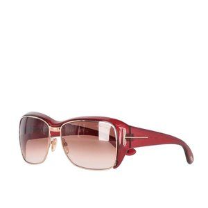 Tom Ford KELLAN Sunglasses Plastic TF 90  Gold T Logo Burgundy Brown Red